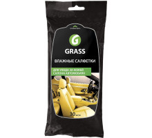 Салфетки влажные GRASS для ухода за кож. салоном с воском карнауба   IT-0312
