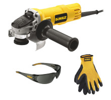 Угловая шлифмашина DEWALT DWE 4051 G + очки и перчатки