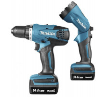 Аккумуляторная дрель-шуруповерт Makita DF 347 DWLE + фонарь