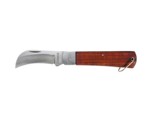 Нож складной SPARTA 200 мм, загнутое лезвие, деревянная ручка 78999