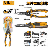 Многофункциональные тонкогубцы INGCO INDUSTRIAL 6 в 1 200 мм HMFLNP28200