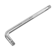 Вороток Г-образный, 250х50 мм, квадрат 1/2", CrV, матовый хром DENZEL 14063