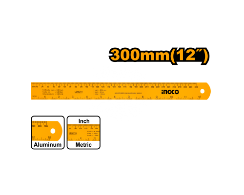 Линейка INGCO из анодированного алюминия, 300x30x0,7 мм HSR23002