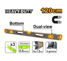 Строительный усиленный уровень с магнитом INGCO INDUSTRIAL 120 см HSL68120