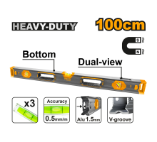 Строительный усиленный уровень с магнитом INGCO INDUSTRIAL 100 см HSL68100