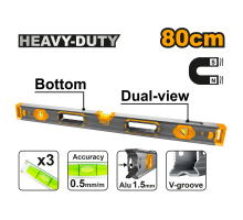 Строительный усиленный уровень с магнитом INGCO INDUSTRIAL 80 см HSL68080