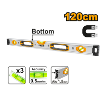 Строительный алюминиевый уровень магнитный INGCO INDUSTRIAL 120 см HSL38120M