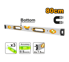 Строительный алюминиевый уровень магнитный INGCO INDUSTRIAL 80 см HSL38080M