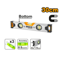 Строительный алюминиевый уровень магнитный INGCO INDUSTRIAL 30 см HSL38030M