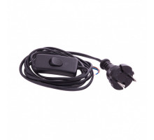 Шнур электрический соединительный, для бра с выключателем, 1,7 м, 120 Вт, чёрный Сибртех 96017