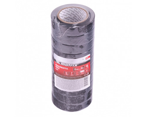 Набор изолент ПВХ 15 мм х 10 м, черная, в упаковке 10 шт, 150 мкм  Matrix 88785