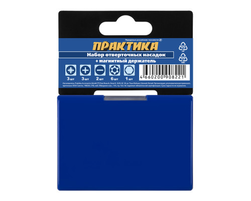 Набор бит "Мастер" 16 шт, 25 и 50 мм, PH, PZ, HEX, SL, TORX ПРАКТИКА 908-221 Набор бит "Мастер" 16 шт, 25 и 50 мм, PH, PZ, HEX, SL, TORX ПРАКТИКА 908-221
