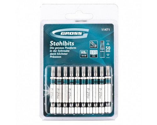 Набор бит TORX 25 х 50,10 шт, Gross 11471