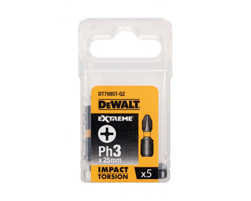 Бита ударная DeWalt IMPACT Torsion PH 3 x 25, 5 шт. DT7995T