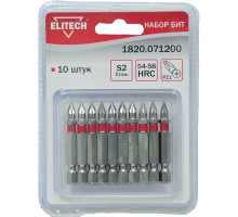 Биты (10 шт; PZ1; 50 мм; S2; 54-58 HRC) Elitech 1820.071200