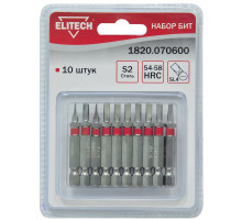 Биты (10 шт; SL4; 50 мм; S2; 54-58 HRC) Elitech 1820.070600