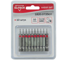 Биты (10 шт; TX6; 50 мм; S2; 54-58 HRC) Elitech 1820.072500