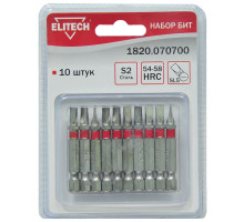 Биты (10 шт; SL5; 50 мм; S2; 54-58 HRC) Elitech 1820.070700