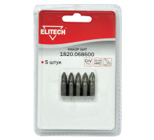 Набор бит (PZ2, 25 мм, 5 шт) Elitech 1820.068600