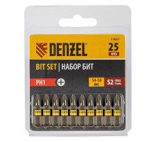 Набор бит PH1, 25 мм, сталь S2, шестигранный профиль, 10 шт Denzel 11651