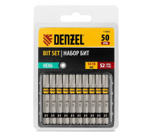 Набор бит HEX6, 50 мм, сталь S2, шестигранный профиль, 10 шт Denzel 11664