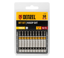 Набор бит TORX T20, 50 мм, сталь S2, шестигранный профиль, 10 шт Denzel 11669