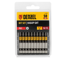 Набор бит PH1, 50 мм, сталь S2, круглый профиль, 10 шт Denzel 11648