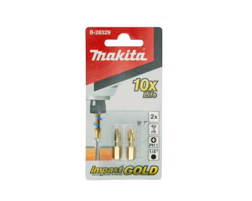 Бита Impact Gold PH1, 25 мм, C-form, 2 шт Makita B-28329 Бита Impact Gold PH1, 25 мм, C-form, 2 шт Makita B-28329