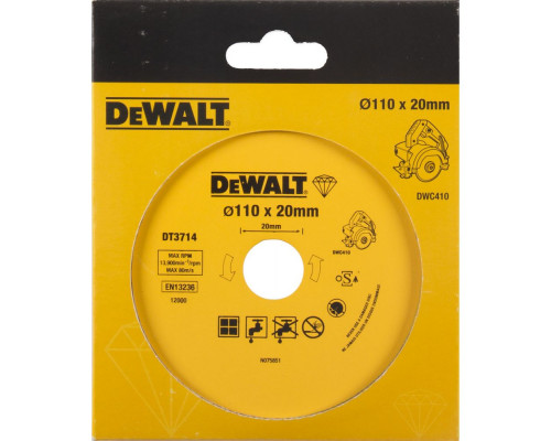 Алмазный круг Dewalt DT 3714, сплошной 110 x 20 мм