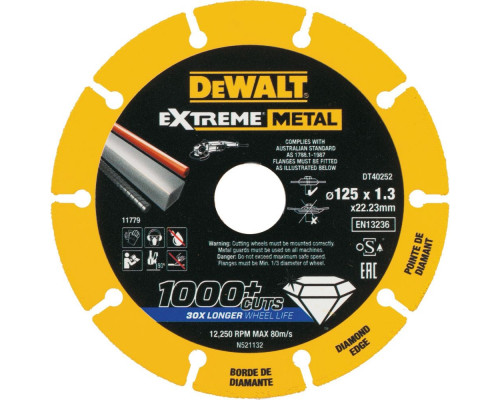 Алмазный диск отрезной DEWALT DT 40252, по металлу 125 мм
