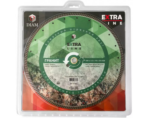 Диск алмазный DIAM Turbo Гранит Extra Line 350х25,4/20 мм 000637 Диск алмазный DIAM Turbo Гранит Extra Line 350х25,4/20 мм 000637