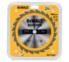 Пильный диск DeWalt Construction 184 x 16, 24 зуба DT 1939