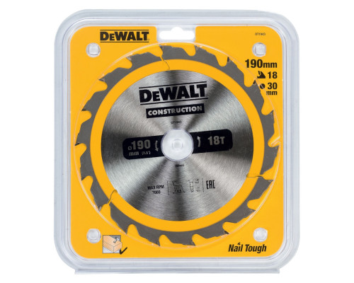 Пильный диск DeWalt Construction 190 x 30, 18 зубьев DT 1943