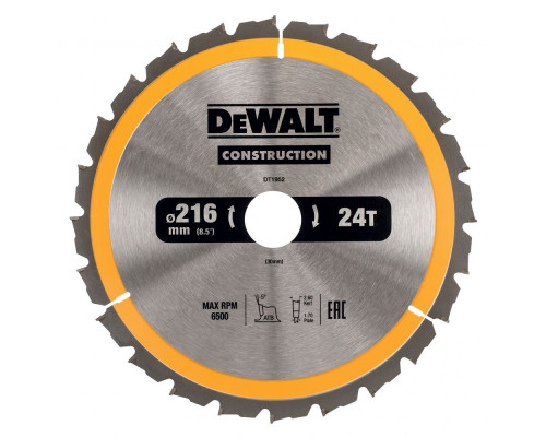 Пильный диск DeWalt Construction 216 x 30, 24 зуба DT 1952
