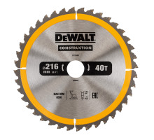 Пильный диск DeWalt Construction 216 x 30, 40 зубьев DT 1953