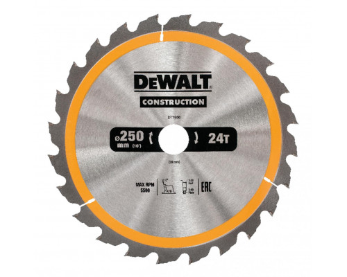 Пильный диск DeWalt Construction 250 x 30, 24 зуба DT 1956