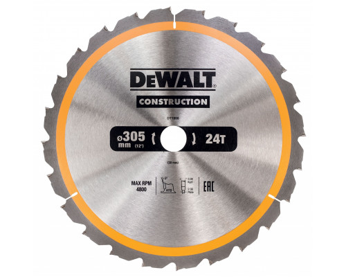 Пильный диск DeWalt Construction 305 x 30, 24 зуба DT 1958