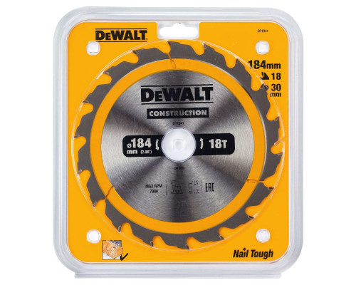 Пильный диск DeWalt Construction 184 x 30, 18 зубьев DT 1941