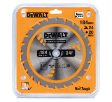 Пильный диск DeWalt Construction 184 x 20, 24 зуба DT 1951