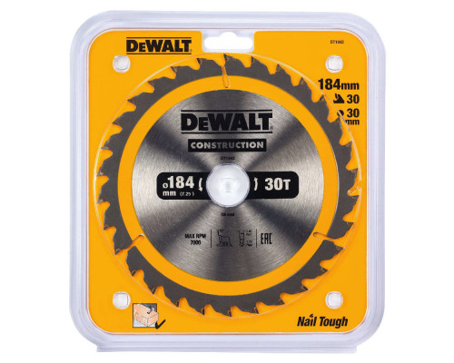 Пильный диск DeWalt Construction 184 x 30, 30 зубьев DT 1942