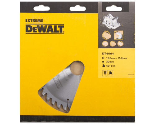 Пильный диск DeWalt Extreme 190 x 30, 40 зубьев DT 4064