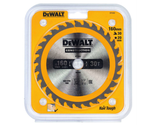 Пильный диск DeWalt Construction 160 x 20, 30 зубьев DT 1932