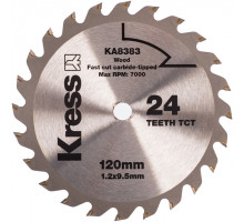 Диск KRESS 120х1,2х9,5 мм твердосплавный по дереву KA8383