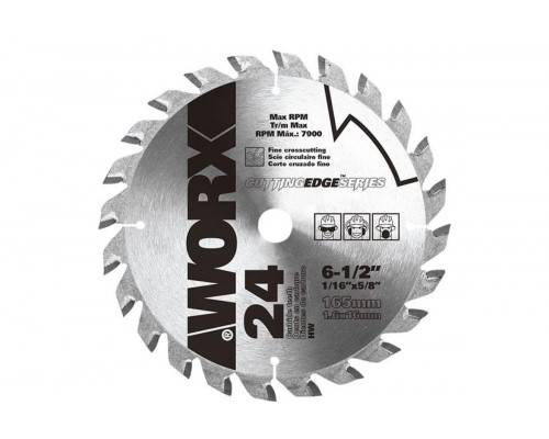 Пильный диск (24T; 165x1.6x20 мм) твердосплавный WORX WA5101 Пильный диск (24T; 165x1.6x20 мм) твердосплавный WORX WA5101