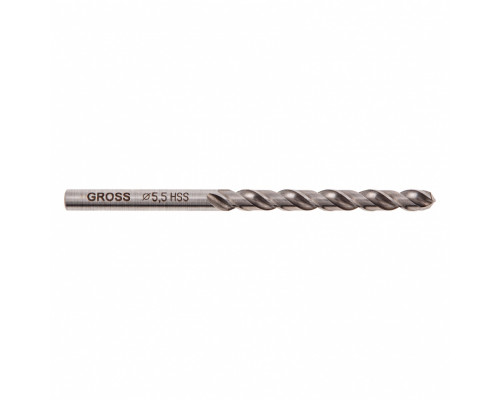Сверло спиральное по металлу, 5,5 мм, HSS GROSS 71613