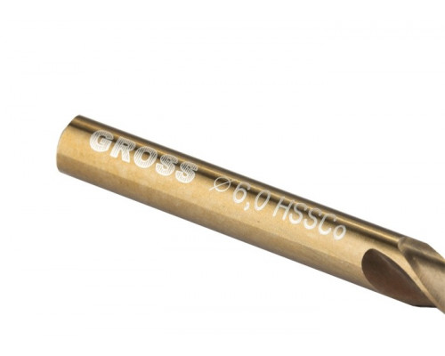 Сверло спиральное по металлу, 6 мм, HSS-Co GROSS 72322