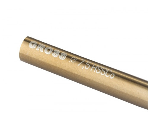Сверло спиральное по металлу, 7,5 мм, HSS-Co GROSS 72331