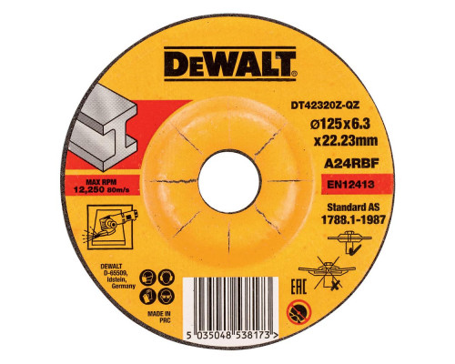 Диск шлифовальный по металлу Dewalt Industrial 125x6,3x22.2 DT 42320Z