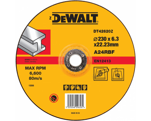 Диск шлифовальный по металлу Dewalt Industrial 230x6,3x22.2 DT 42620Z