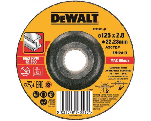 Диск отрезной по металлу Dewalt Extreme 125x3,0x22,2 DT 43911